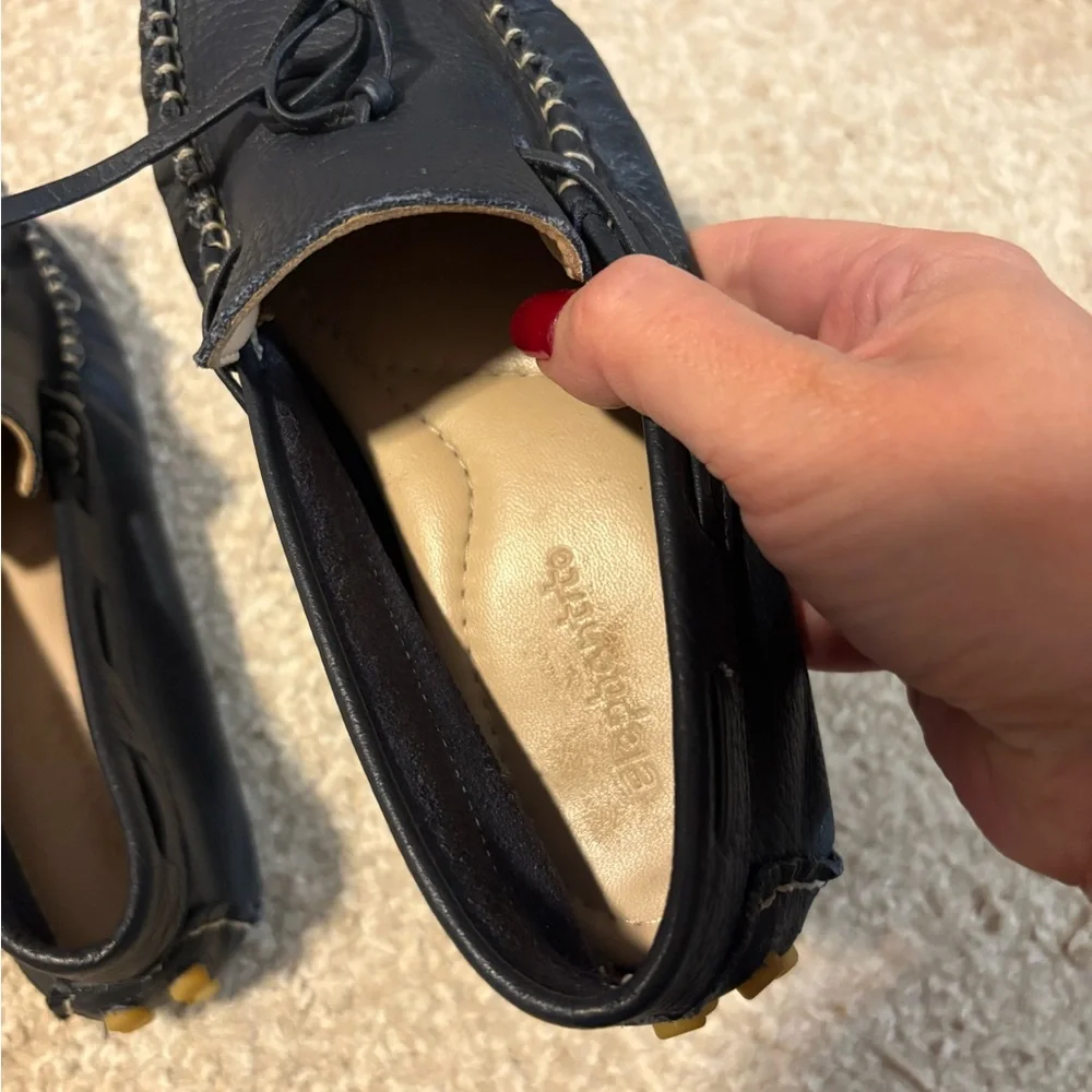 Elephantito Navy Blue Leather Moccasin Kids Shoes